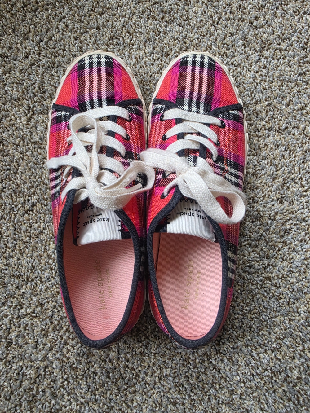 kate spade Pink Plaid Low-Top Sneakers